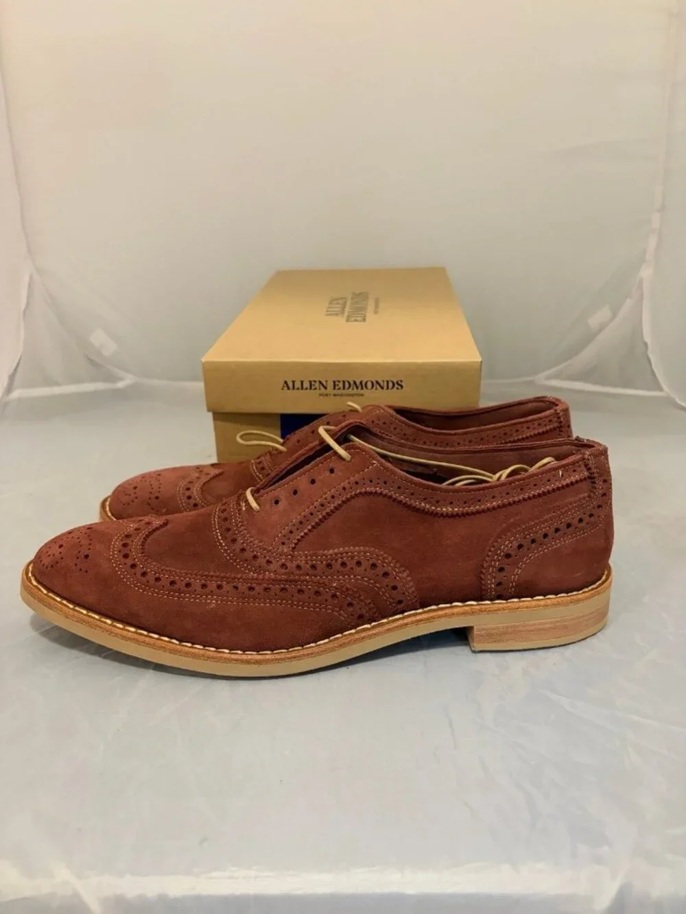 Allen Edmonds Neumok Suede Wingtip Cherry red men’s dress shoes size 10 3346 new